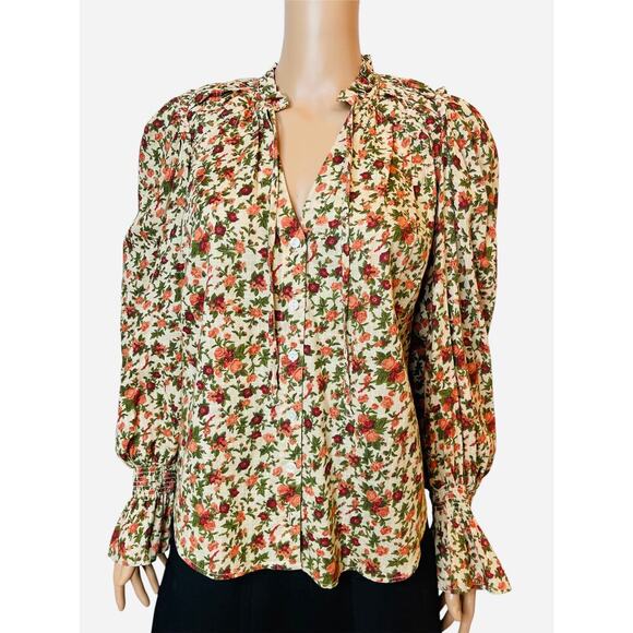 Free People Meant to Be Floral Cotton Long sleeve blouse size XSmall - Picture 4 of 12